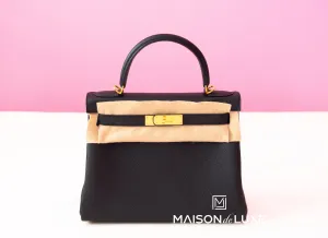 Hermes Noir Black GHW Togo Kelly 28 Handbag