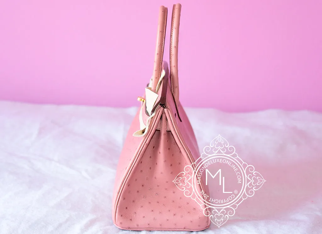 Hermes Pink Terre Cuite GHW Ostrich Birkin 30 Handbag