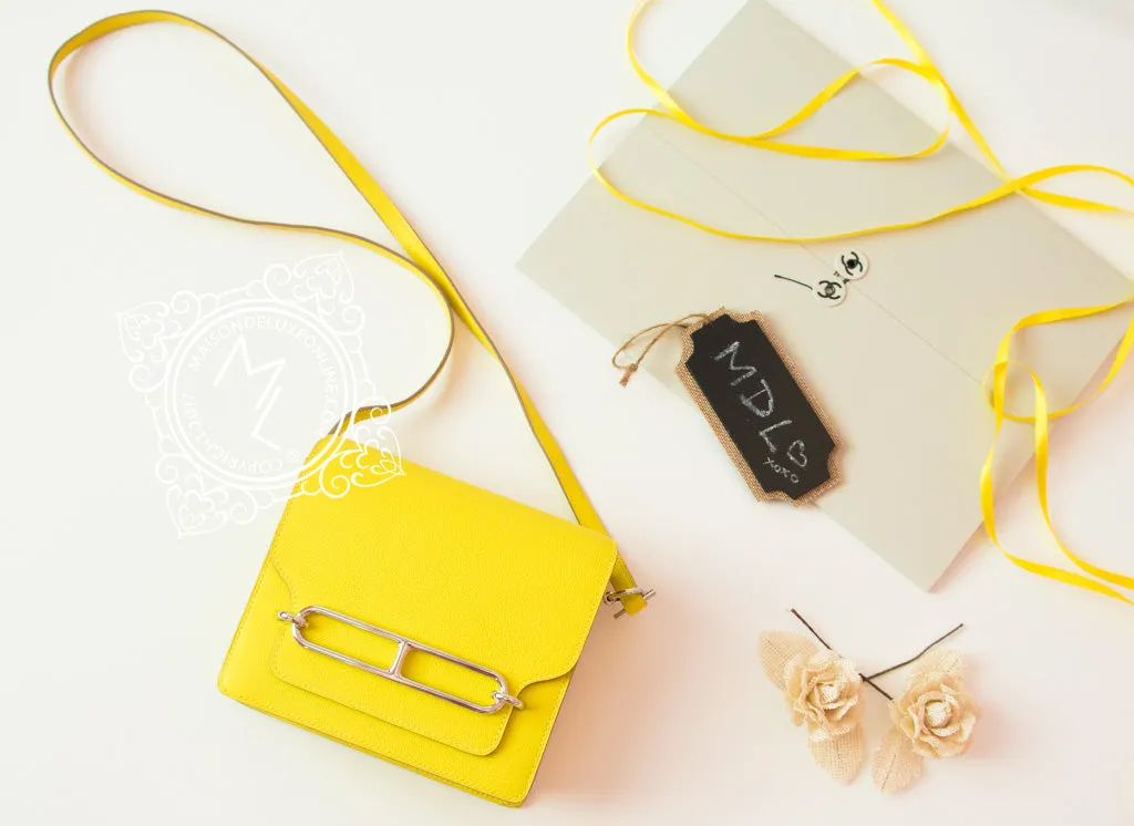 Hermes Roulis Mini 18 Lime Evercolor Handbag