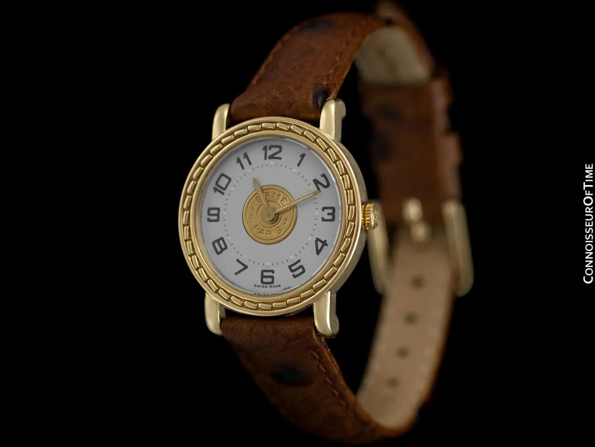 Hermes Sellier Ladies Luxury Watch - 18K Gold