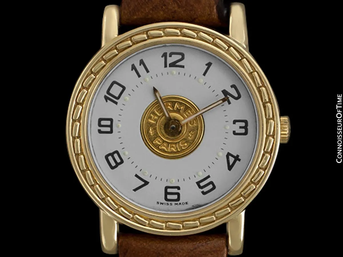 Hermes Sellier Ladies Luxury Watch - 18K Gold