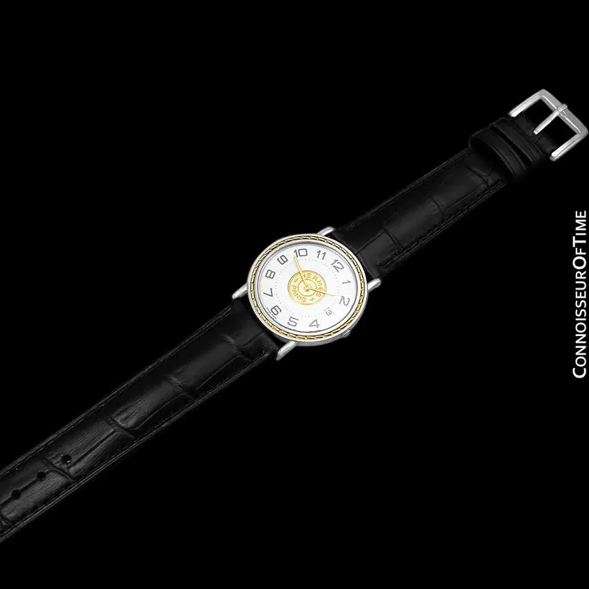 Hermes Sellier Mens Midsize Unisex Watch - Stainless Steel & 18K Gold