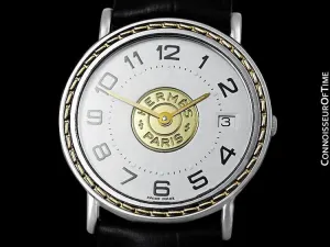 Hermes Sellier Mens Midsize Unisex Watch - Stainless Steel & 18K Gold