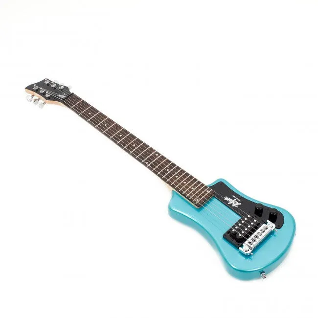 Hofner HOF-HCT-SH-BL-O Shorty Electric Travel Guitar - Blue - with Gig Bag