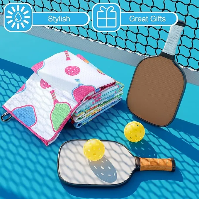 Hosuly 4 Pieces Sports Towels Funny Ball Towels Microfiber Athletic Towels with Clip Accessories Retirement Gift for Men Women Lovers