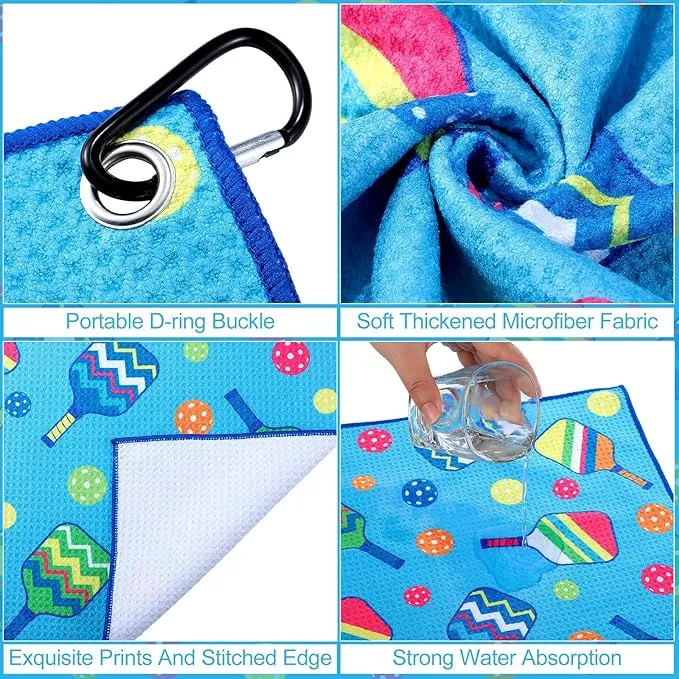 Hosuly 4 Pieces Sports Towels Funny Ball Towels Microfiber Athletic Towels with Clip Accessories Retirement Gift for Men Women Lovers