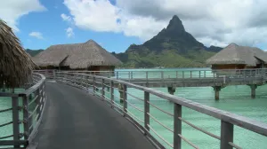 Huts on Sunny Day at Bora Bora Resort