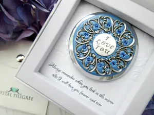 I Love You Silver Compact Mirror
