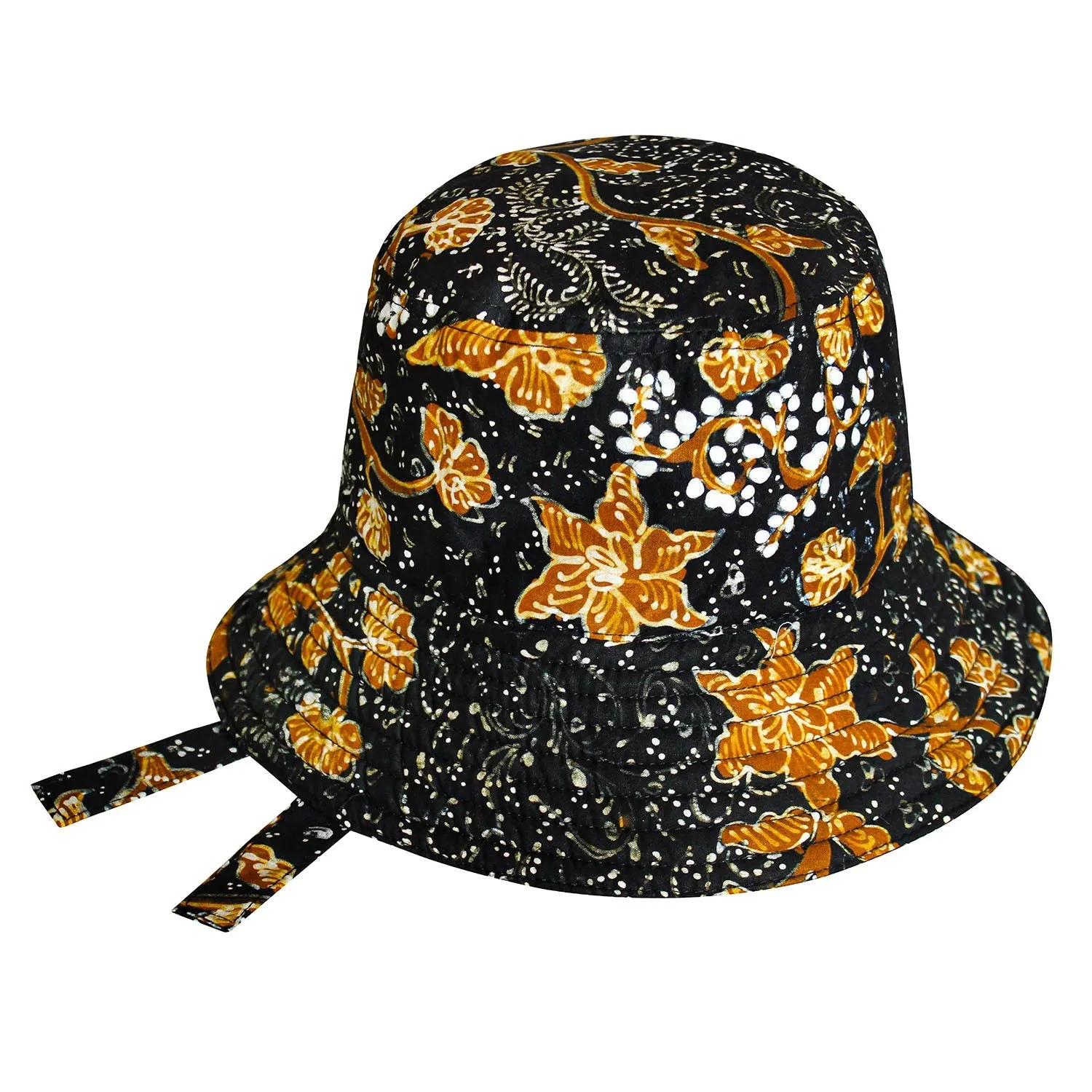 Jasmine Batik Bucket Hat in Coffee Brown and Black