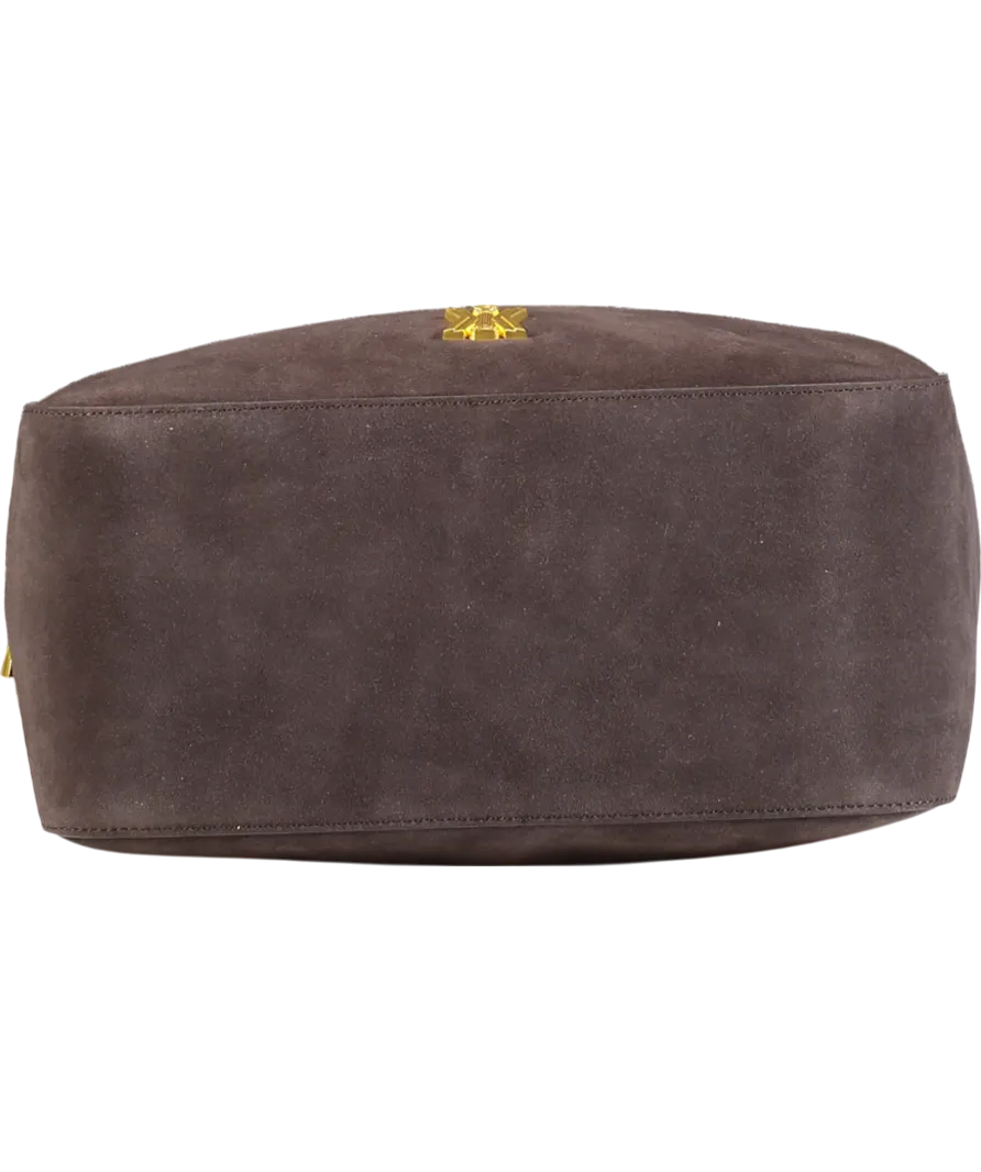 Kassandre Paris Brown Suede Leather Top Handle Handbag One Size