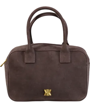Kassandre Paris Brown Suede Leather Top Handle Handbag One Size
