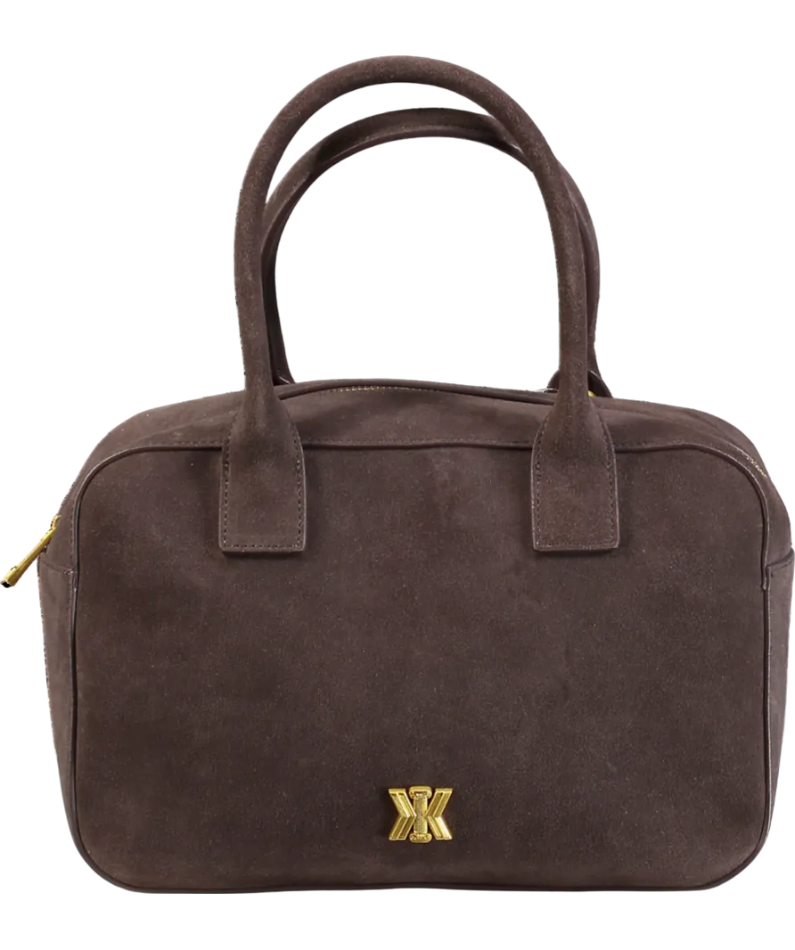 Kassandre Paris Brown Suede Leather Top Handle Handbag One Size