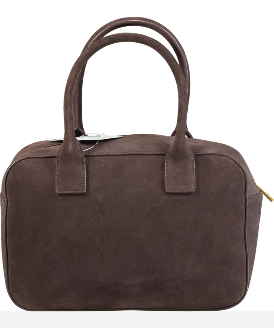 Kassandre Paris Brown Suede Leather Top Handle Handbag One Size