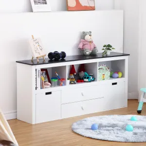 Kids Toy Storage Cabinet White Modern Contemporary MDF Natural
