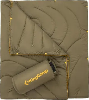 KingCamp Lightweight Camping Blanket - Stylish & Multifunctional Quilt with Snap Button, Portable for Travel, Airplane, Indoor & Outdoor - Provides Warmth - Olive