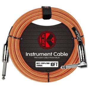 Kirlin Fabric 10 ft Straight/Angle Orange Guitar Cable