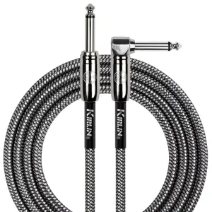Kirlin Fabric 20 ft Straight To Angle Black Guitar Cable