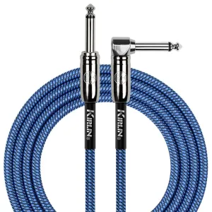 Kirlin Fabric 20 ft Straight To Angle Blue Guitar Cable