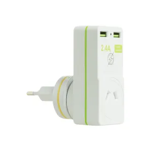 Korjo Travel Adaptor 2 USB Port Australia To Europe - Italy and Switzerland