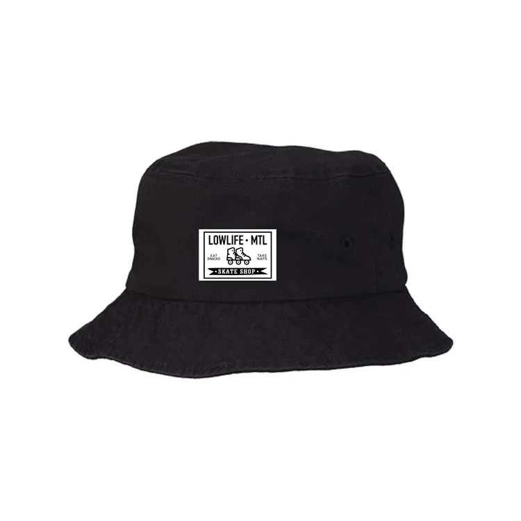 label bucket hat