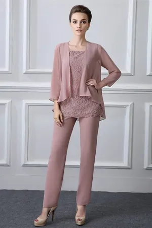 Lace chiffon  sleeveless bateau modest mother's dress