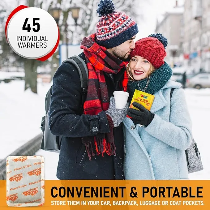 Large Hand & Body Warmers - Up to 18 Hours of Heat, Super Long Lasting - Easy, All Natural - Air Activated, for Body, Hands & Toes - Odorless Hot Hand Warmer - Sport Temp