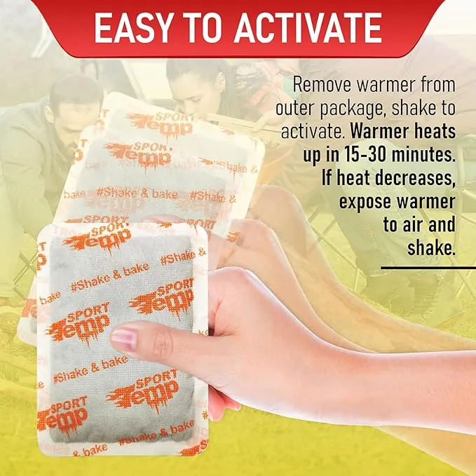 Large Hand & Body Warmers - Up to 18 Hours of Heat, Super Long Lasting - Easy, All Natural - Air Activated, for Body, Hands & Toes - Odorless Hot Hand Warmer - Sport Temp