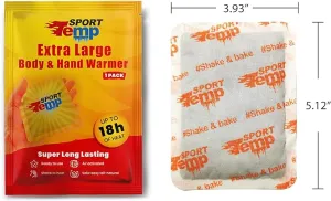 Large Hand & Body Warmers - Up to 18 Hours of Heat, Super Long Lasting - Easy, All Natural - Air Activated, for Body, Hands & Toes - Odorless Hot Hand Warmer - Sport Temp