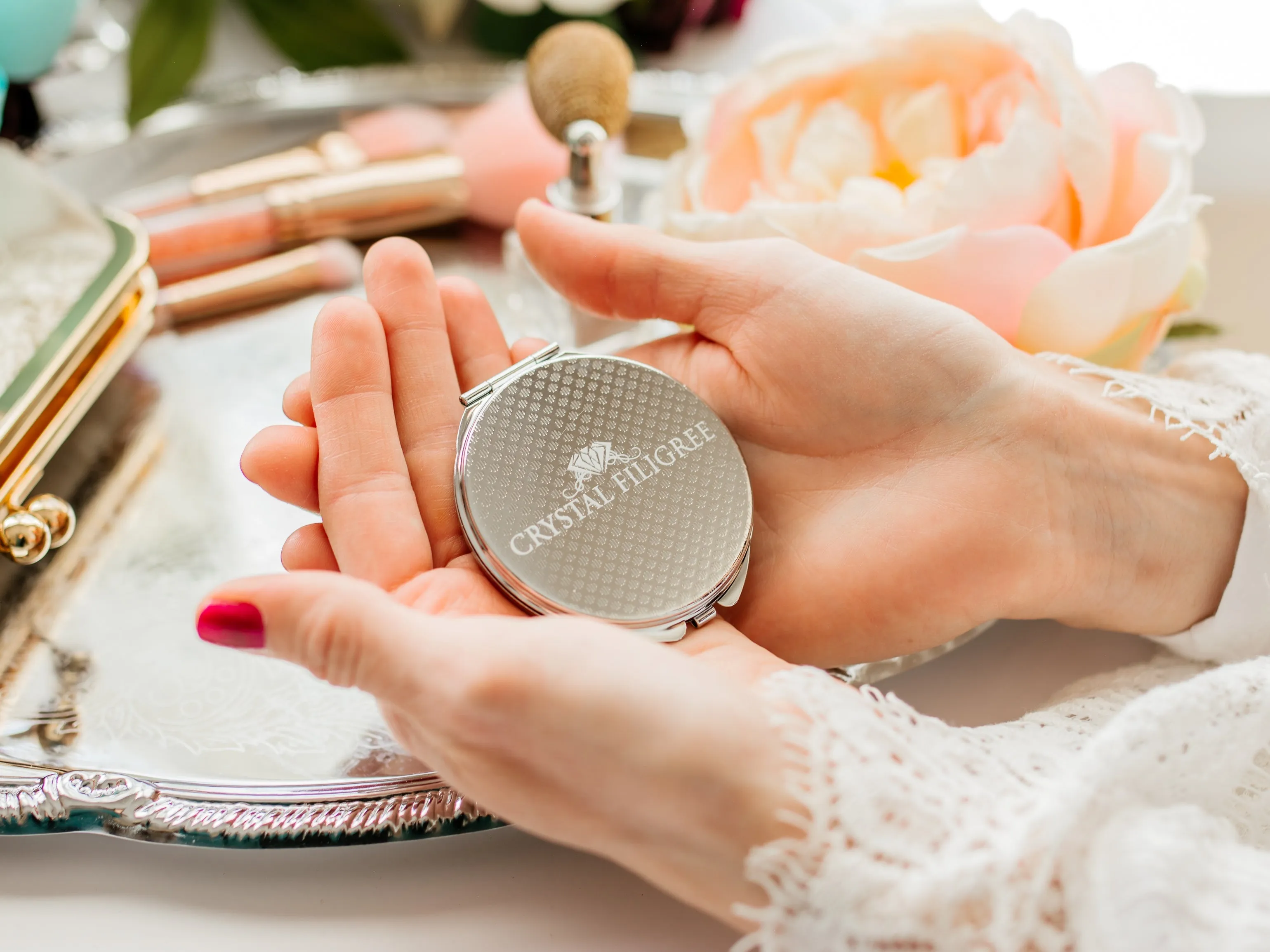 Large Monogram Personalized Compact Mirror