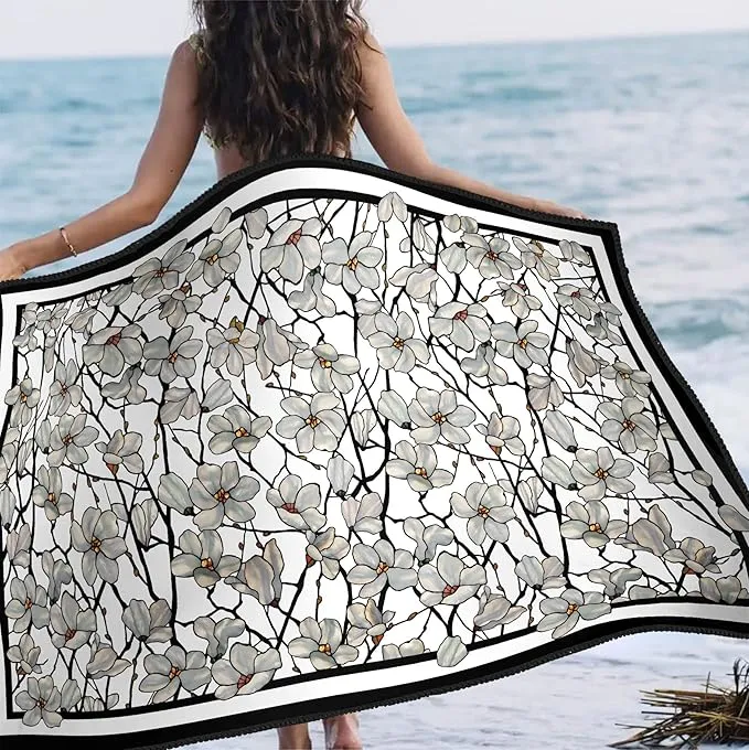 Large Oversized Microfiber Beach Towel - 40x63 Inches, Sand-Free, Quick-Drying, Ultra-Soft, Ideal for Travel, Pool, Yoga, and Camping - Includes Matching Drawstring Travel Pouch, Tiffany Magnolia