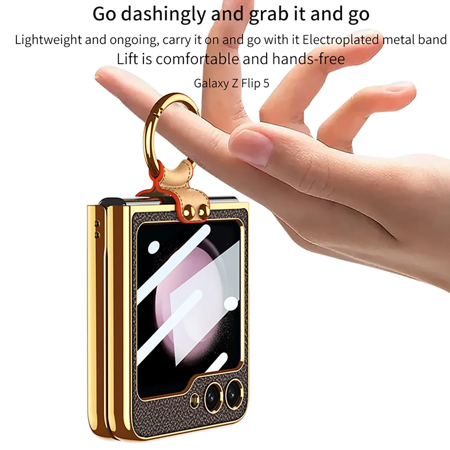 Leather Backpack Style Samsung Galaxy Z Flip5 Case with Shoulder Strap