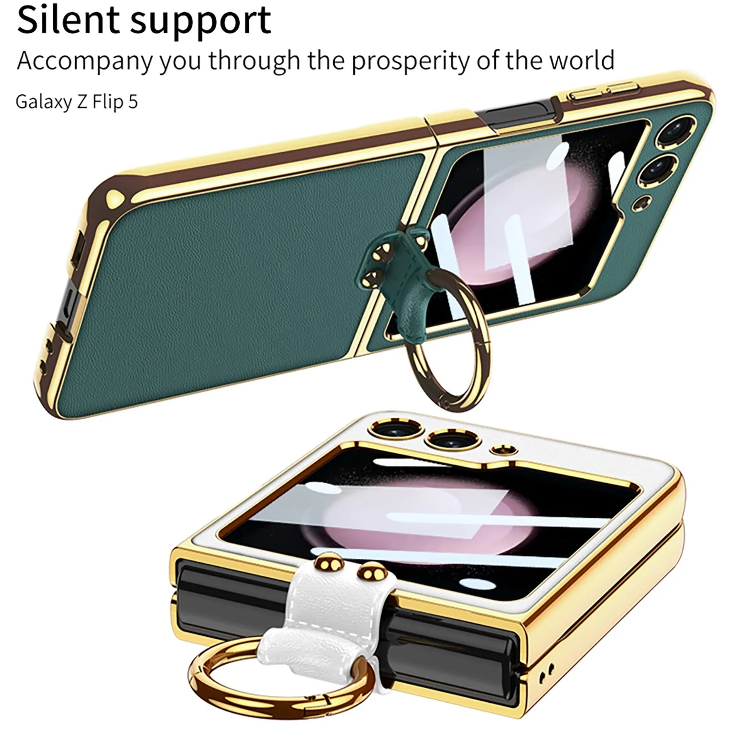 Leather Backpack Style Samsung Galaxy Z Flip5 Case with Shoulder Strap