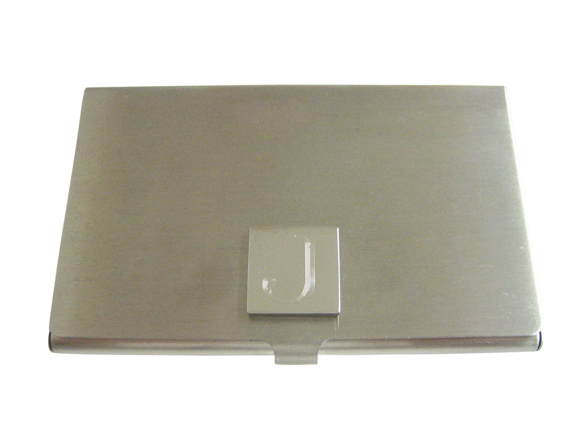 Letter J Etched Monogram Business Card Holder