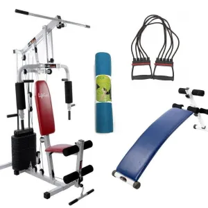 Lifeline Fitness Home Gym 002 For Workout At Home Bundles With Chest Expander, Yoga Mat and Exercise Curve Bench 5501A || Available on EMI