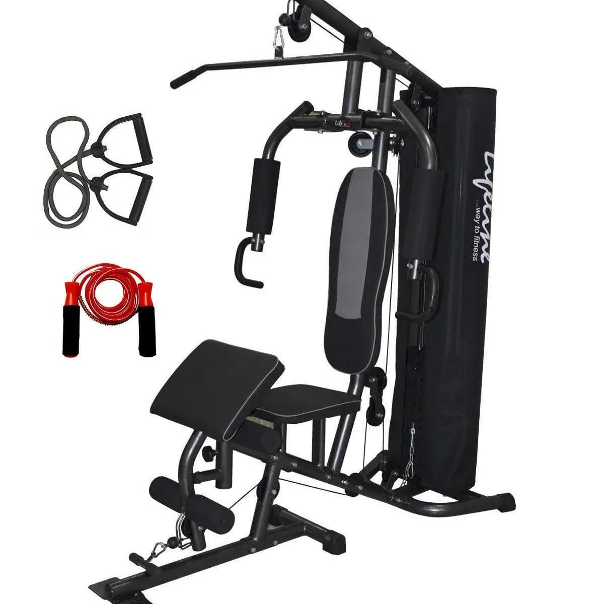 Lifeline Home Gym Set Deluxe 005 For Workout At Home Bundles With Resistance Band and Skipping Rope || Available on EMI