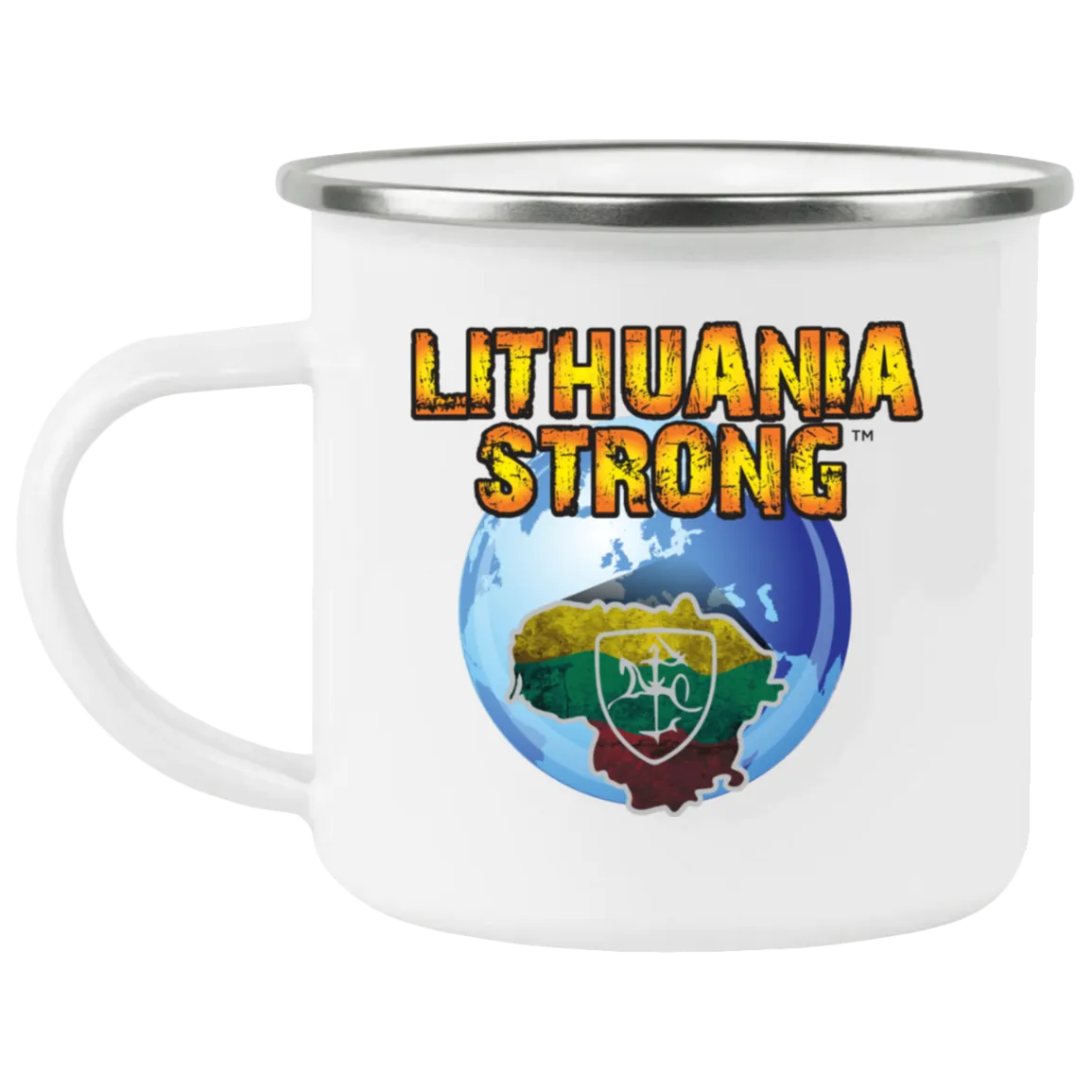 Lithuania Strong - 12 oz. Enamel Camping Mug