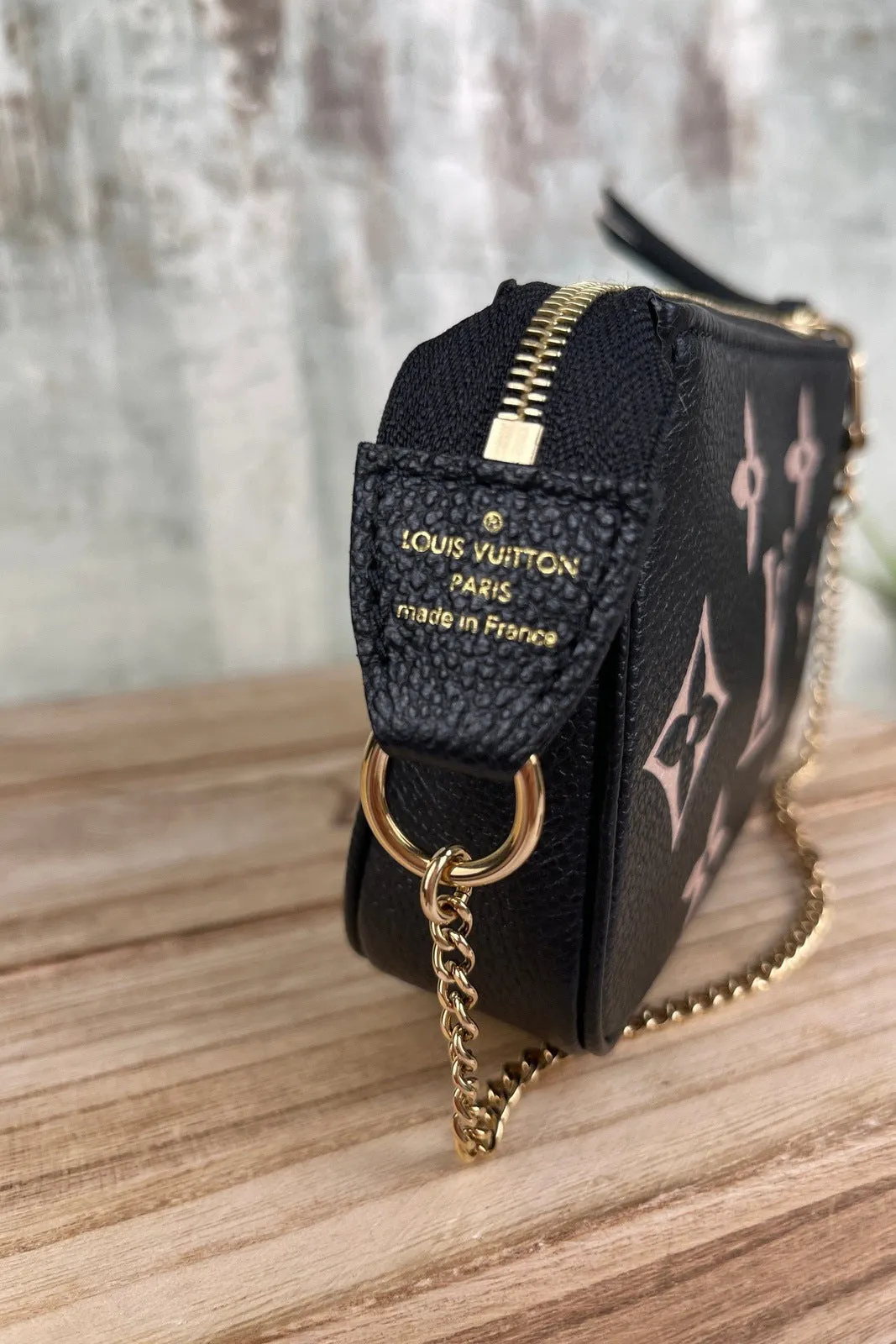 LOUIS VUITTON Empreinte Monogram Giant Mini Pochette Accessories Black Bag