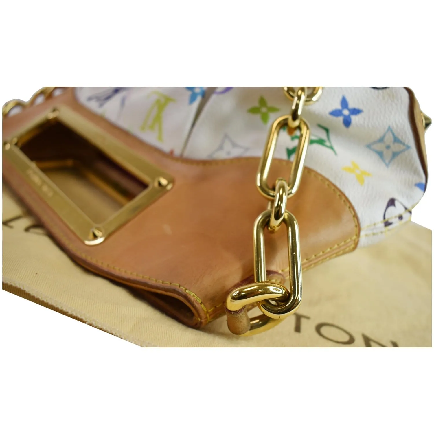 LOUIS VUITTON Judy MM Monogram Canvas Multicolor Satchel Bag White