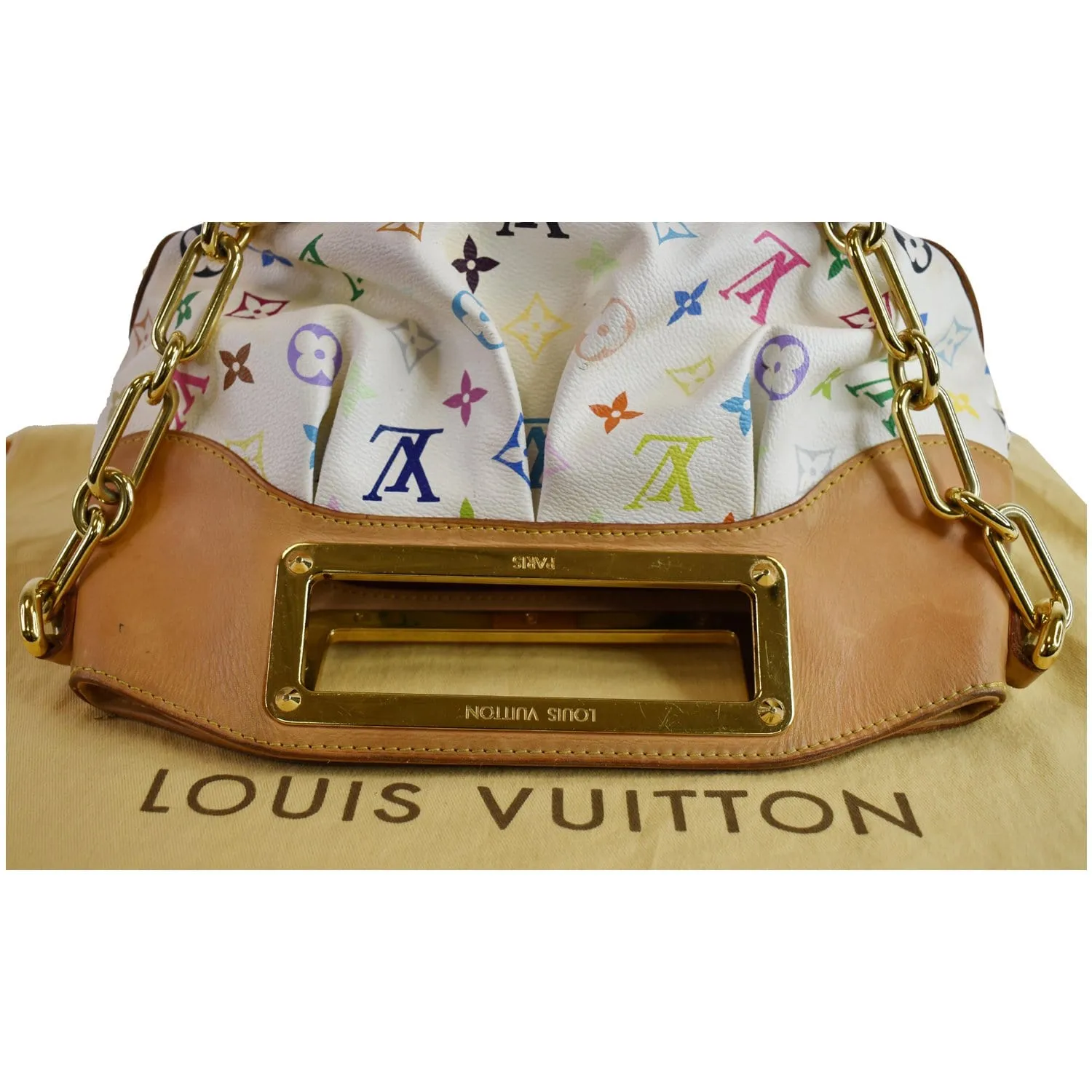 LOUIS VUITTON Judy MM Monogram Canvas Multicolor Satchel Bag White