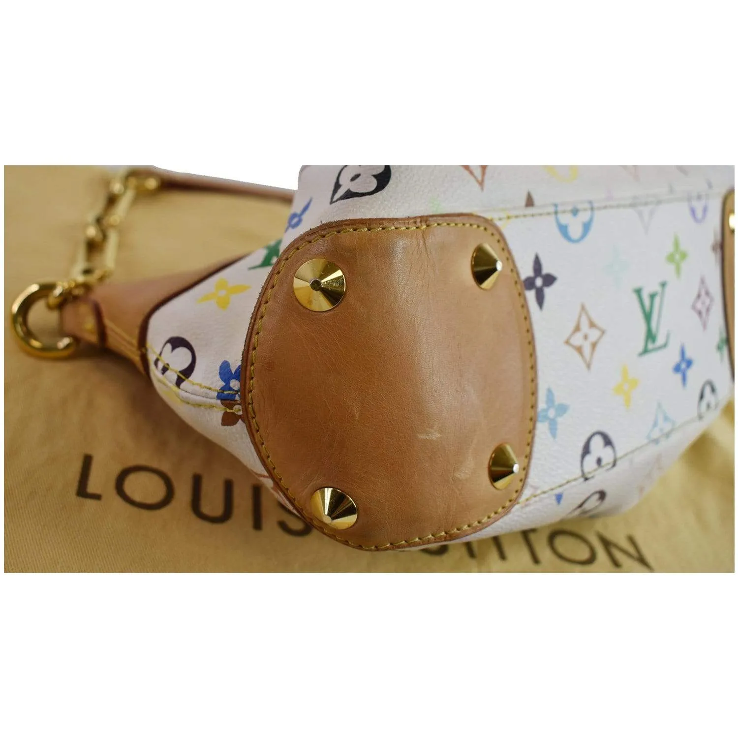 LOUIS VUITTON Judy MM Monogram Canvas Multicolor Satchel Bag White