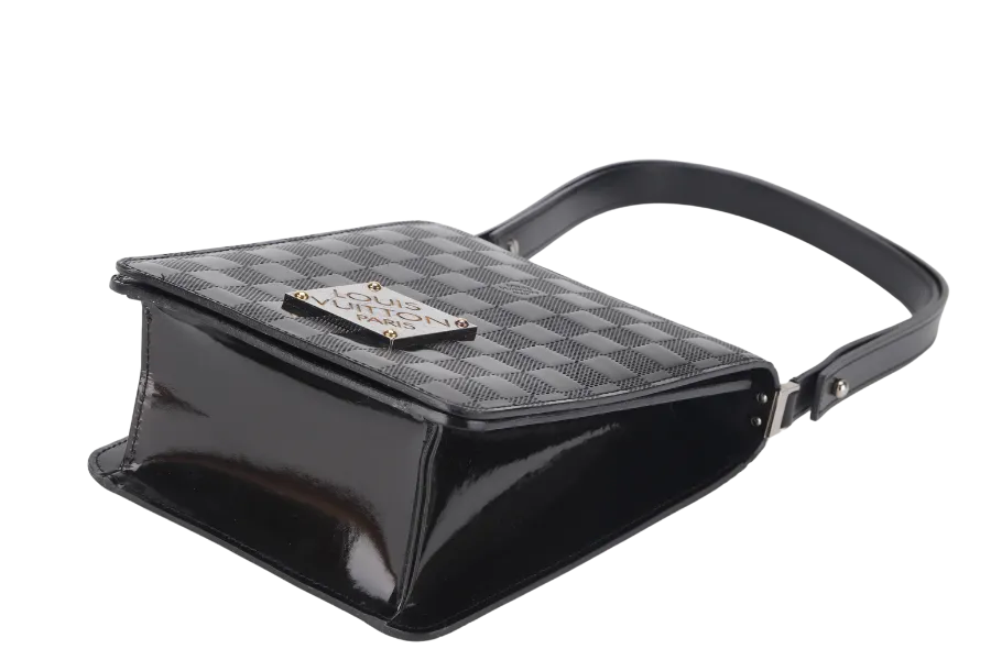 LOUIS VUITTON M92129 CABARET CLUB HANDBAG DAMIER VERNIS SILVER HARDWARE WITH DUST COVER