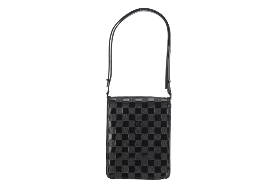 LOUIS VUITTON M92129 CABARET CLUB HANDBAG DAMIER VERNIS SILVER HARDWARE WITH DUST COVER