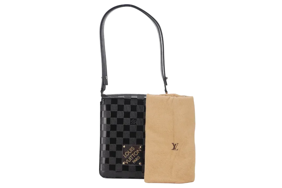 LOUIS VUITTON M92129 CABARET CLUB HANDBAG DAMIER VERNIS SILVER HARDWARE WITH DUST COVER