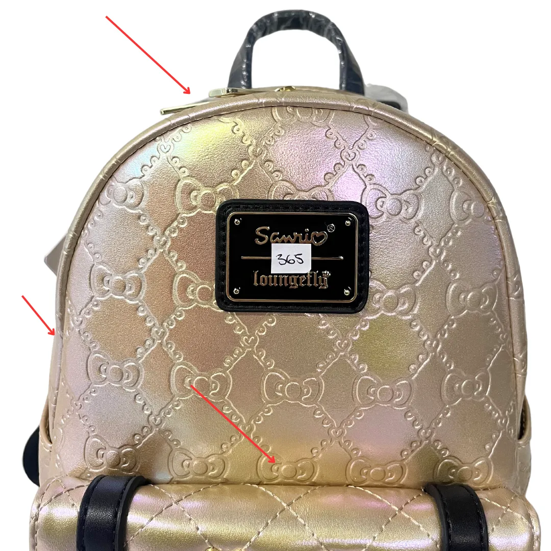 Loungefly Sanrio Hello Kitty 50th Anniversary Golden Mini Backpack DEFECTIVE #365