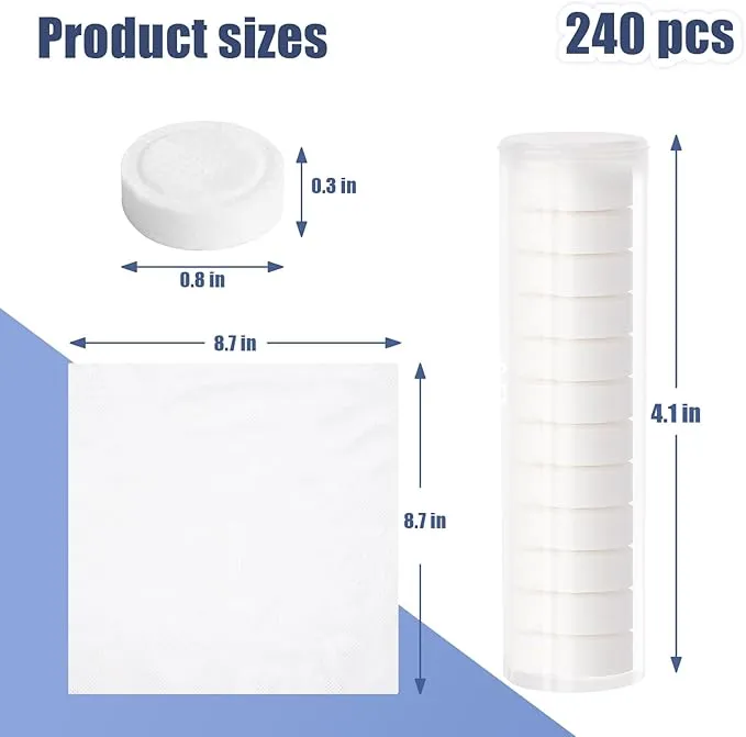 LOVEINUSA 240PCS Compressed Towel, Portable Towel with Tube Container, Coin Tissues Camping Wipes for Home Grooming Outdoor Hiking