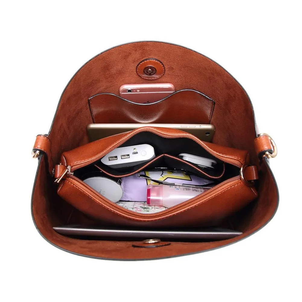 <bold>Bucket & Crossbody Bag Set  <br>Vegan-Leather
