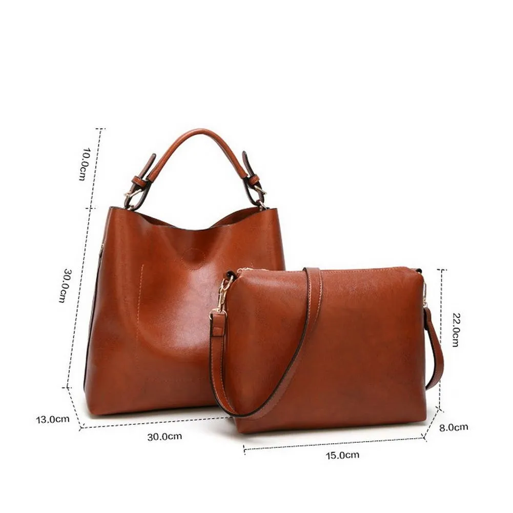 <bold>Bucket & Crossbody Bag Set  <br>Vegan-Leather