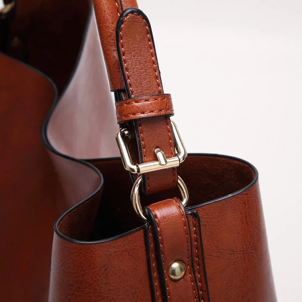 <bold>Bucket & Crossbody Bag Set  <br>Vegan-Leather