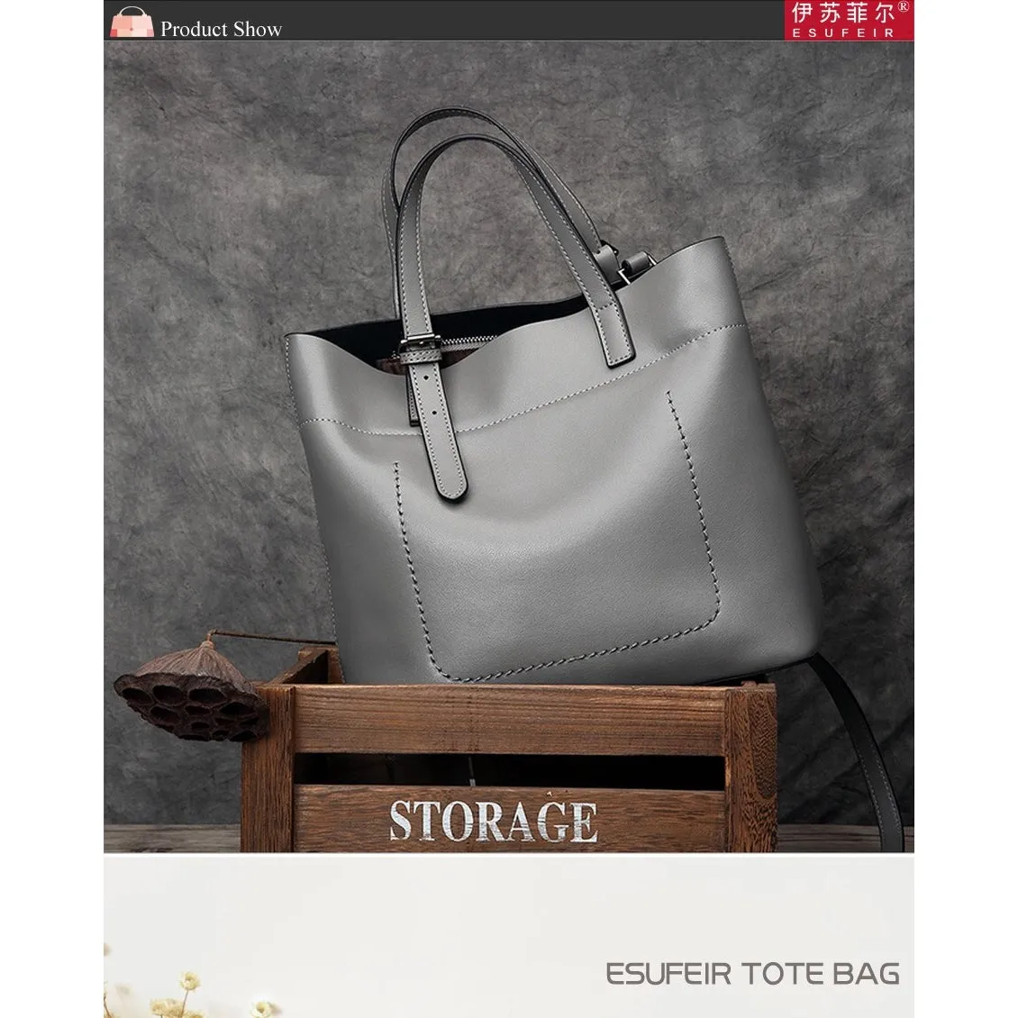 <bold>Bucket / Crossbody Bag <br>Genuine-Leather