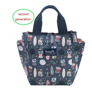 Lunch Bag Box Tote Handbag with Water Bottle Holder for Women Mom Snack Bag(Owl Print)